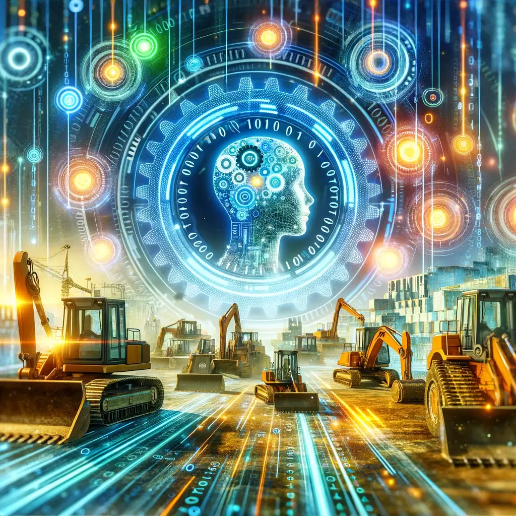 DALL·E 2024-03-26 09.26.25 – A futuristic digital landscape representing AI-driven SEO in the heavy equipment industry. The scene includes digital gears, binary code streams, and